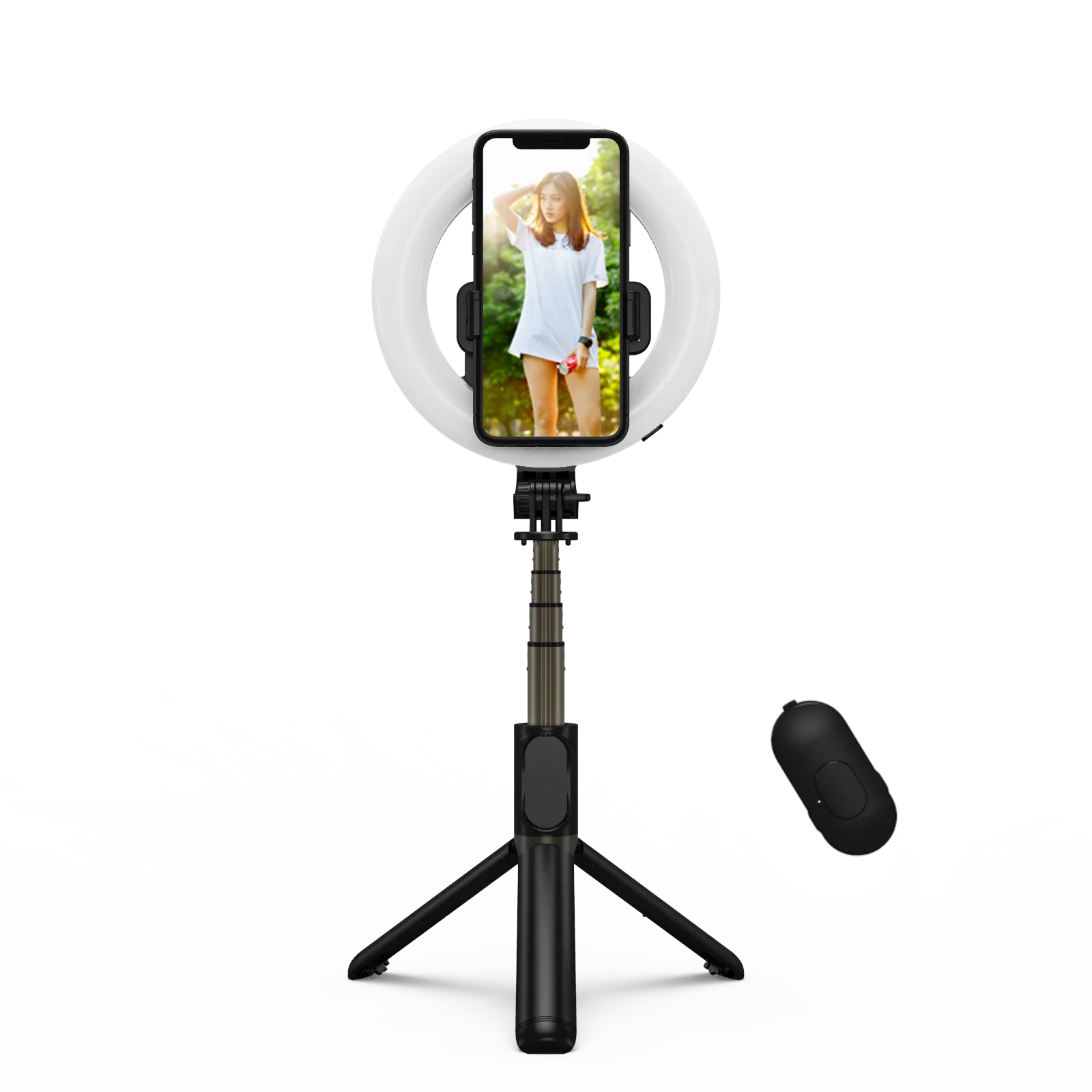 Q07 Foldable 360 Rotation Rechargeable LED Ring Light Tripod Stand Selfie Stick