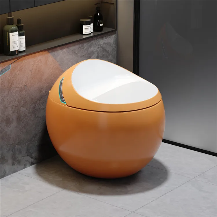 New design custom color orange egg shape round electric wc toilet intelligent automatic commode toilet bathroom smart toilet