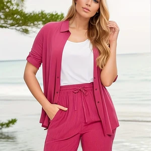 Rose Red Hot Shorts 2026 Style Casual New Summer Women's Pleated Shorts