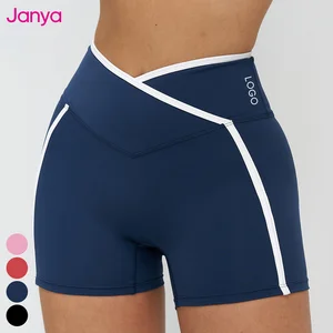 Janya Custom Logo Color Blocking Breathable Four-Way Stretch Gym Clothes Tummy Control High Waist Sports Yoga Shorts for Women