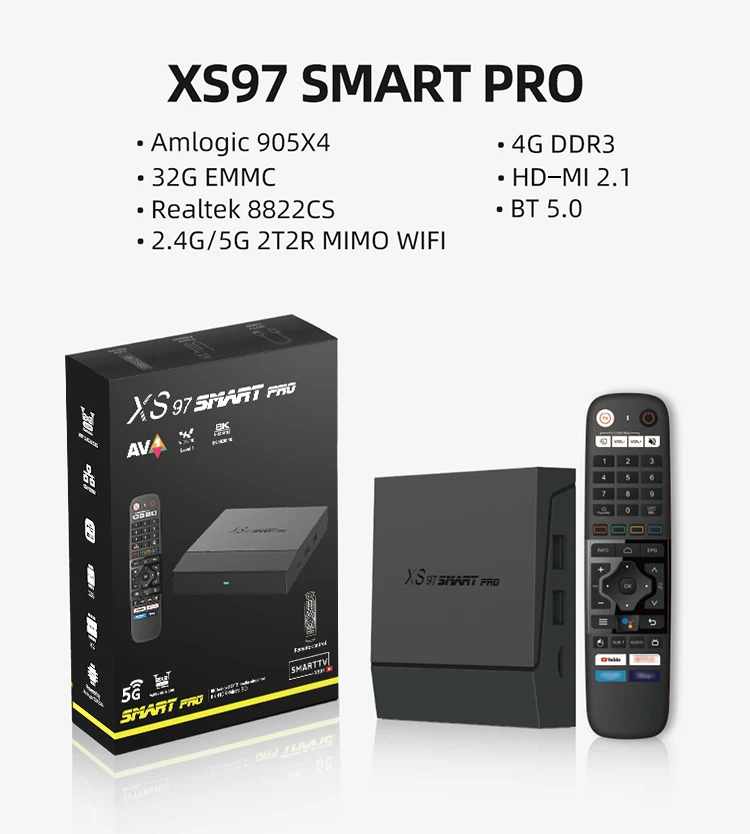 XS97 SMART PRO Remote Control Av1 Android TV Box - 4K Chromecast
