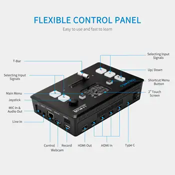 2024 NEW FEELWORLD L1 PLUS Multi-camera Video Mixer Switcher Touch Screen PTZ Control USB3.0 Fast Streaming Live Video Switcher detail image