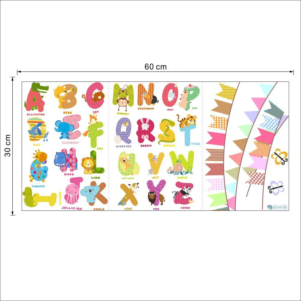 Colorful Dinosaur Alphabet Wall Decals - Peel & Stick ABC Number Learning Stickers For Kids' Room, Nursery, Classroom