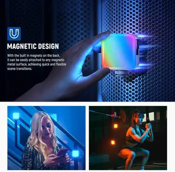 NEEWER Magnetic RGB Video Light, 360 Full Color Mini LED Camera Light with CRI96+ 2500-9000K 18 Scenes 3 Cold Shoes & 1/4" product image