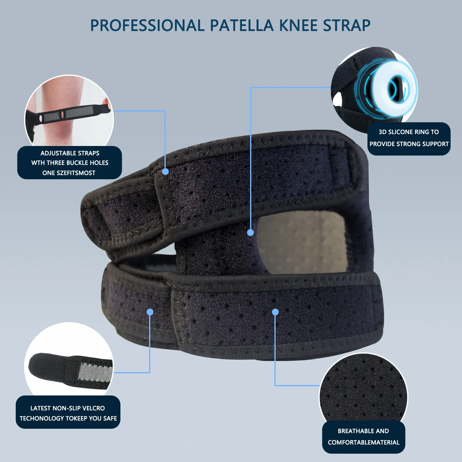 Fspg Dual Patella Tendon Support Straps For Meniscus Tear Patella Knee ...