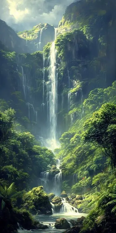 アンティーク 風景画 自然画 湖 滝 森林 油彩画 油絵 アート 絵画 美術 Amazon.co.jp: 絵画 深い山と古い森の滝インテリア 絵画 油絵