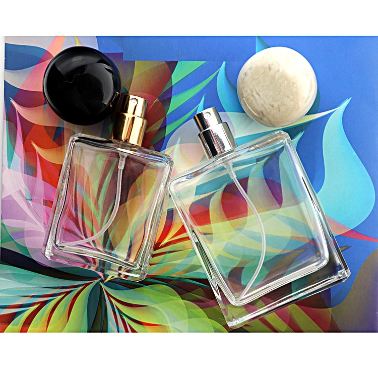 トップグレード空透明長方形香水瓶石蓋付き50ML 100ML OEMフレグランス