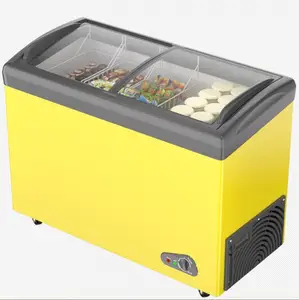 360 L Double Door Curved Glass Door Freezer Household & Commercial Use