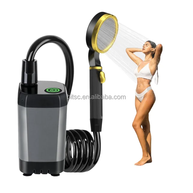 Portable Outdoor Camping Heater Shower Rechargeable Electric Shower Pump with Intelligent Digital Display Multiple Spray Modes
