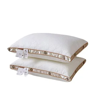 Luxury High Quality Bilateral Five Star Hotel Neck Pillows Solid Square Pattern Skin Friendly Natural Bed Pillows