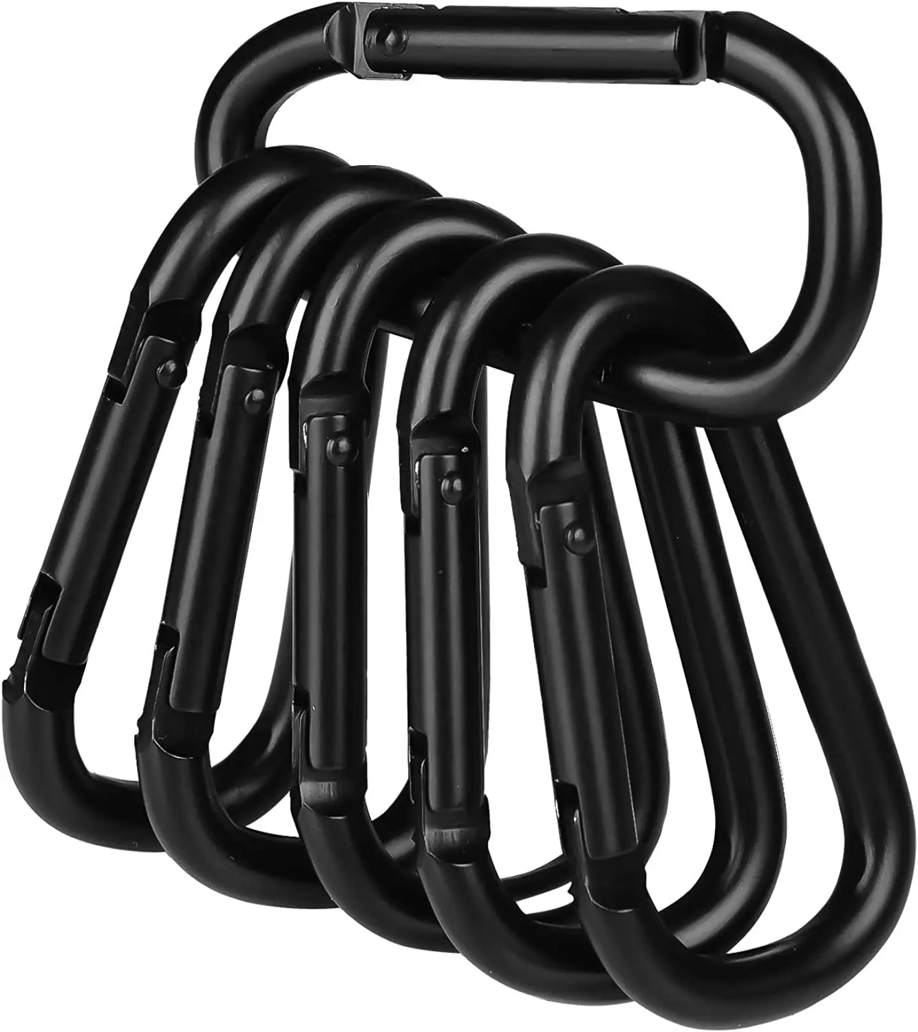 2.3inch Small Hook Full Black Keychain Multi-use Aluminium D Ring Mini Clip Karabiner Custom Carabiner Metal Snap Hook Keychain