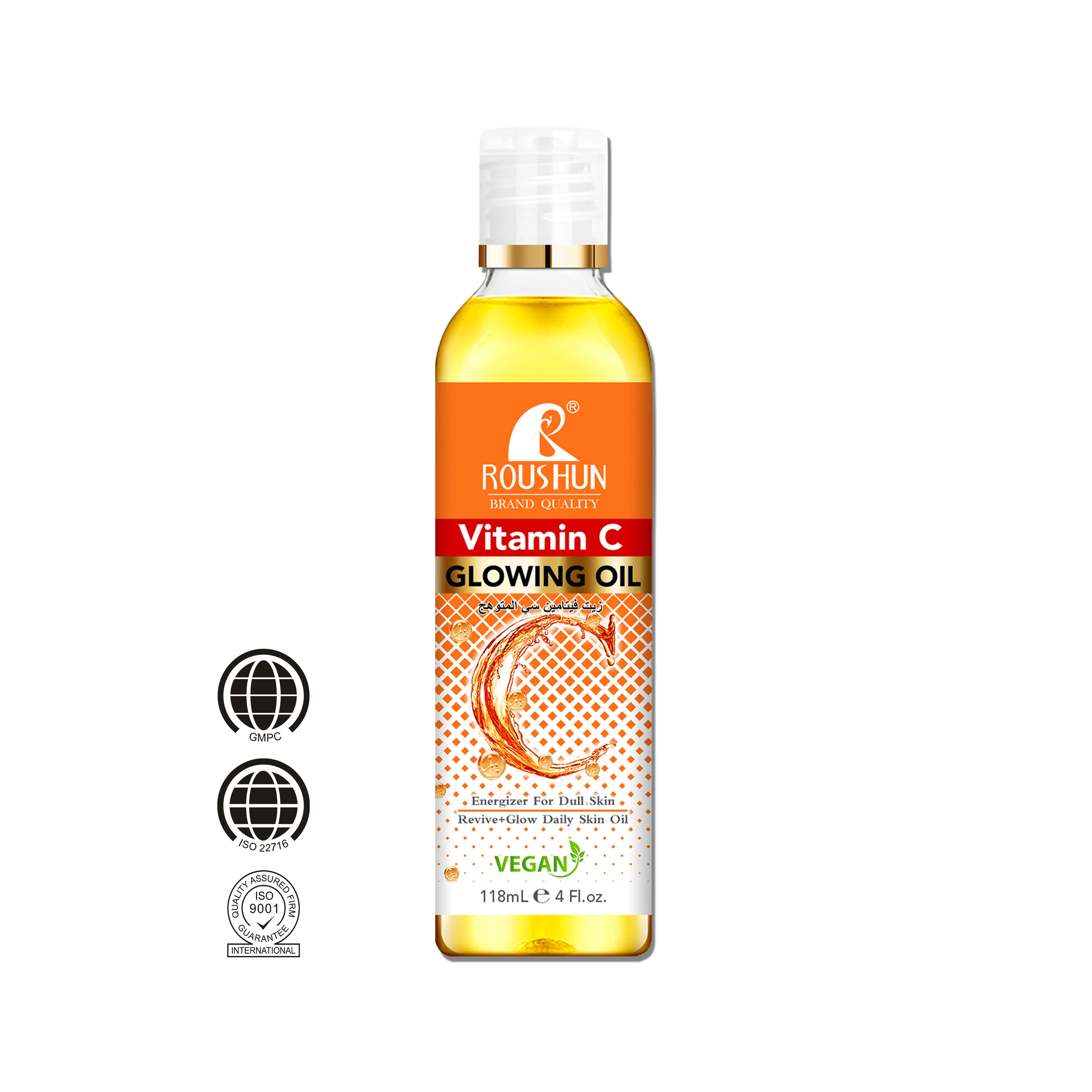 ROUSHUN Body Oil Private Label Vitamin C Brightening Natural Repairing Firming Nourishing Skin Body Oil Face Oil