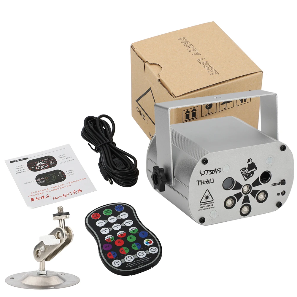 Patterns Effects Desco Light for Disco Party U`king 4000 Mah USB RG Leaser Light+rgb+uv LED 6-hole 30 Laser Lights IP20 10 - 40