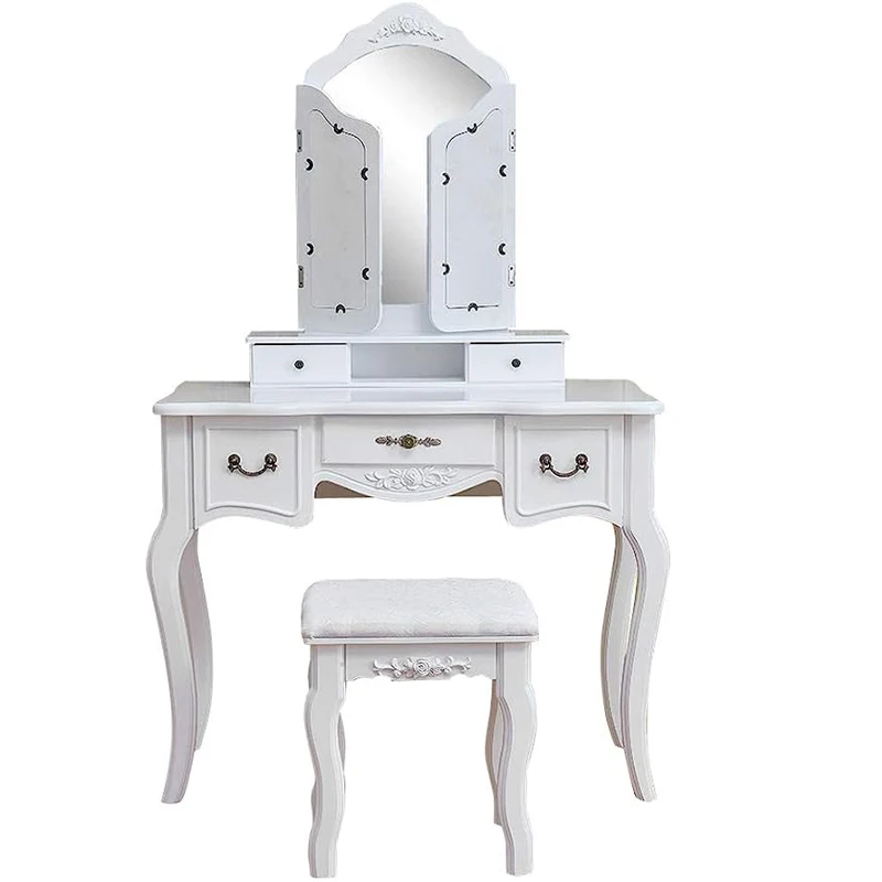 New Style Wood Black Dressing Table Led Mirror Vanity Dresser Buy