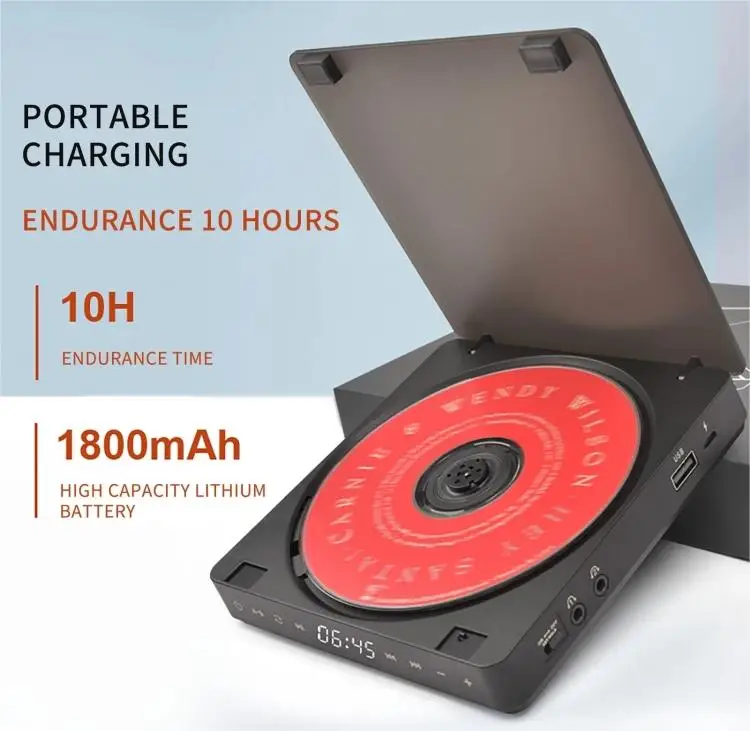 Портативный CD-плеер 3,5 мм с объемным звуком, FM-радио, USB, MP3, USB, CD-проигрыватели с динамиком