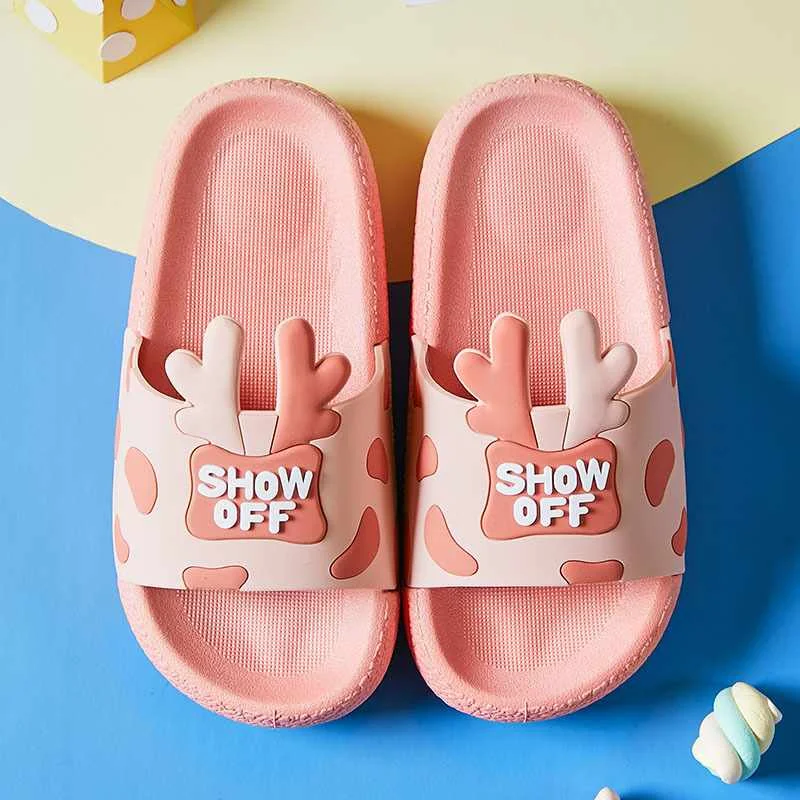2021 новые детские тапочки Kawaii с изображением оленьих рогов модная детская шлёпанцы для женщин вне дома