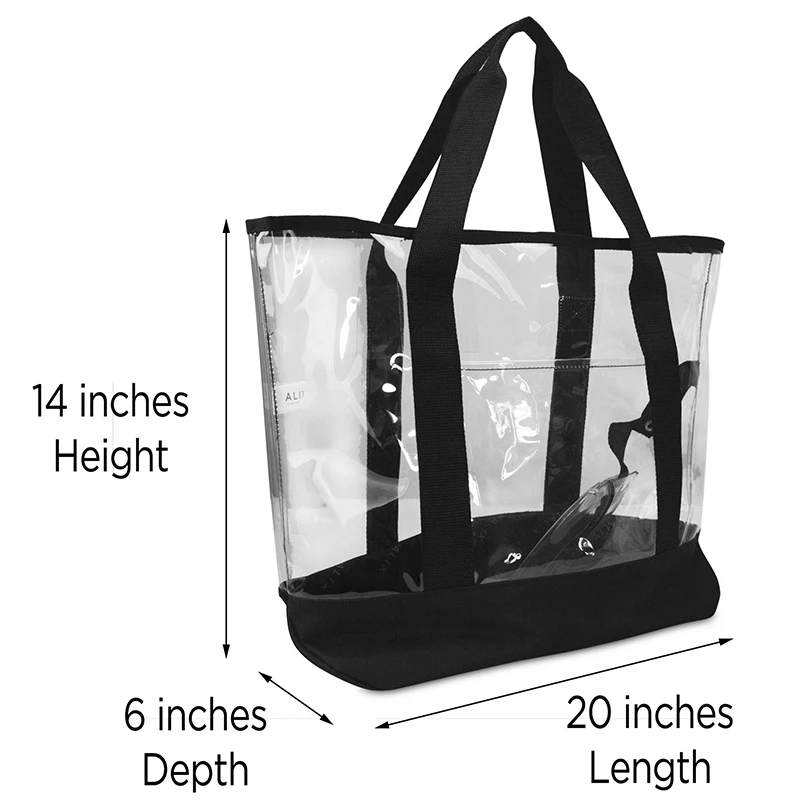 Custom Waterproof Sand Proof Clear Shopping Bag 20" Large Transparent