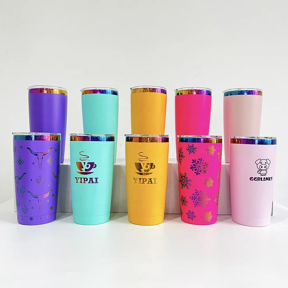 Hogg Regenbogen-Edelstahlbecher 850 Ml – Pulverbeschichtet, Für Lasergravur, Isoliert, Mit Deckel & Strohhalm