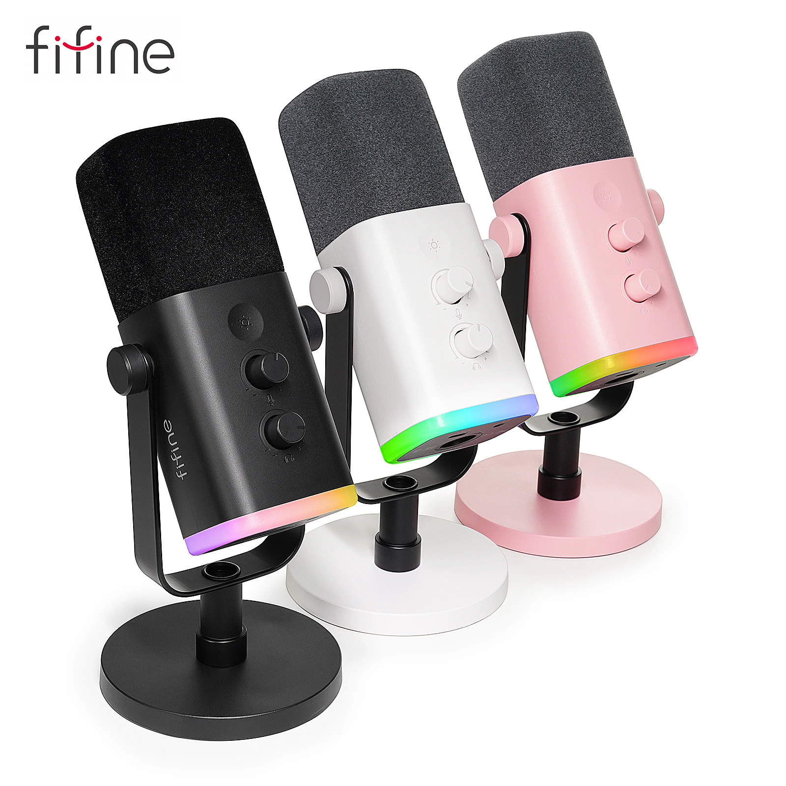 FIFINE AM8 XLR/USB Dynamic Microphone for Podcast Recording, PC Computer  Gaming Streaming Mic with RGB Light
