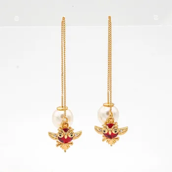 Dubai Fashion Leaf Design 1 Gram Gold Plated Crystal Drop Earrings Woman Jewellery