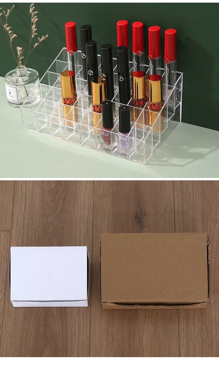 9/24/36/40 Grid Clear Lipstick Organizer Organizer Plastic Desktop Lipstick Holder Cosmetic Storage Box factory