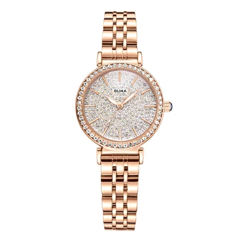 Olika Customizable Women's Waterproof Quartz Watch Stainless Steel Band Diamond-Inlaid Dial 16mm Band Width Fashionable Pointer