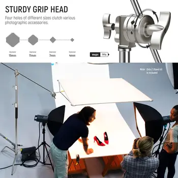NEEWER C Stand with Boom Arm Pro 100% Stainless Steel Air Cushion Heavy Duty Photography Light Stand product image