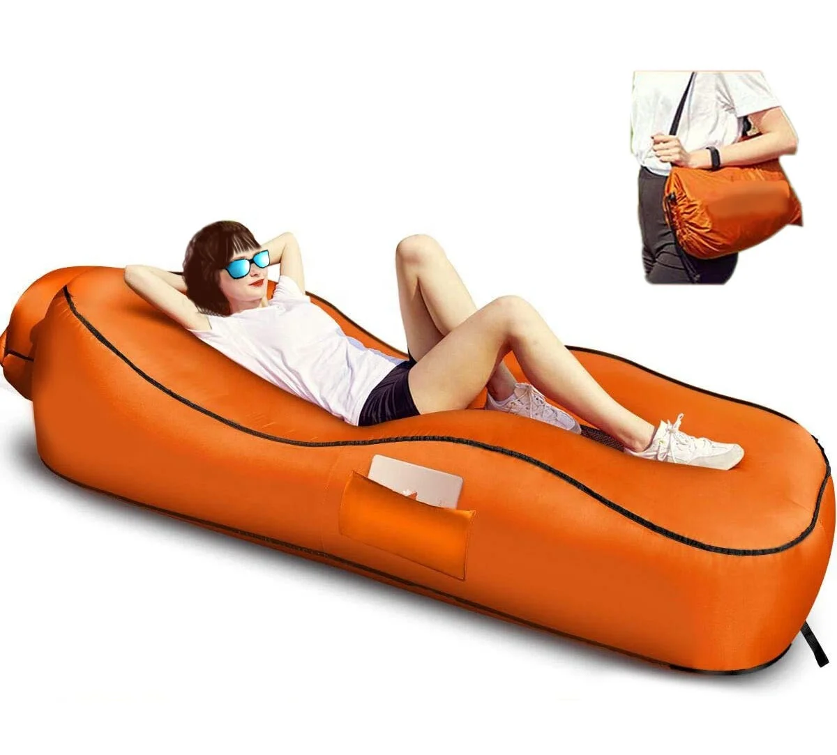 Camping Inflatable Sleeping Bag Air Lounger Couch Mattress Lazy Sofa Bed-Portable Outdoor Sleeping Gear