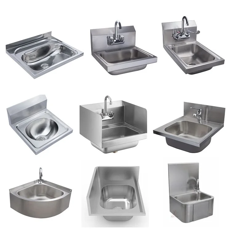 Hot Sale Restaurant Kitchen SUS 304 Commercial Stainless Steel Basin Wall Mount Hand Sink