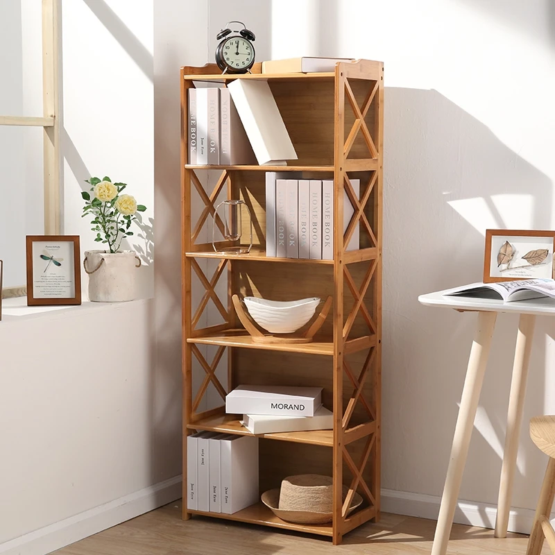 Display Rack Bookcase Rack Bookshelf Bamboo Book Store Shelf Tier Wooden Factory Price 2-4 Storage Holders & Racks Folding