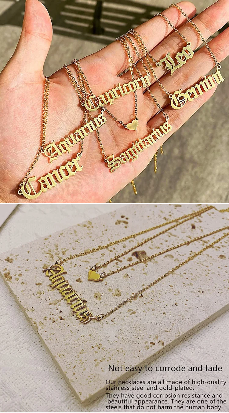 Wholesale Price High Quality Stainless Steel Jewelry Custom Name 18k Gold  Plating Sign Star Sign Necklace Factory - Buy Gold Plated  Necklace,Wholesale