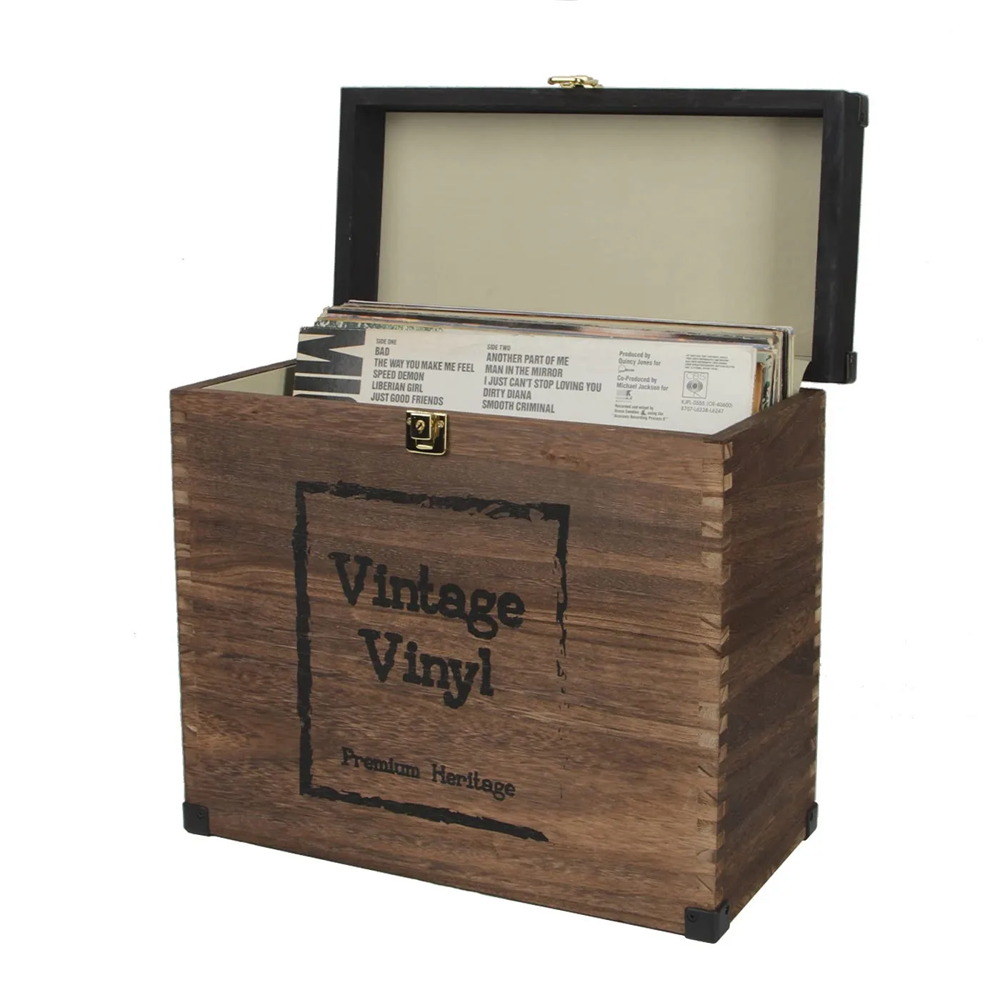 Source Vintage Vinyl Record Storage Box Rustic Wood Carrying Case