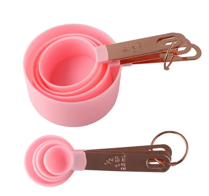 Pink and Gold Measuring Cups and Spoons Set