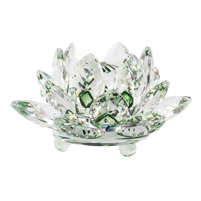 Wholesale Buddha Supplies Crystal Glass Crafts K9 Crystal Lotus Fengshui Crystal Flower