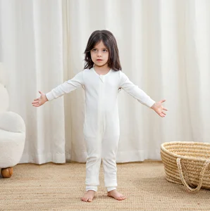Factory 100% Cotton Solid Soft Summer Double Way Zipper Cotton Baby Onesie Long Sleeve Infant Baby Rompers