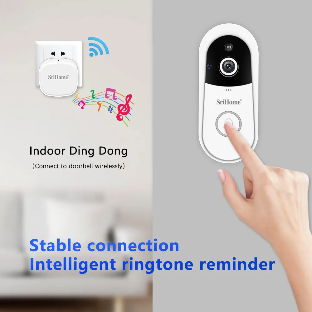 SriHome DH004 4MP bel pintu baterai surya wifi bel pintu daya rendah Kamera  Baterai untuk CCTV sistem keamanan nirkabel rumah