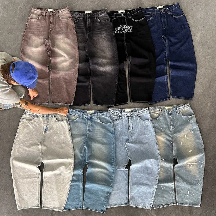 Salati Baggy Jeans Manufacturer Wash Printed Oversized High Waist Bootcut Wide Leg Distressed Vintage Denim Pant Flared Men Jean