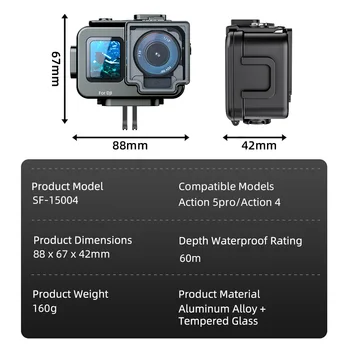 Waterproof Case for Osmo Action4/5pro196FT/60M Underwater Protective Housing Dive Kit Professional Action Camera Dive Glass detail image