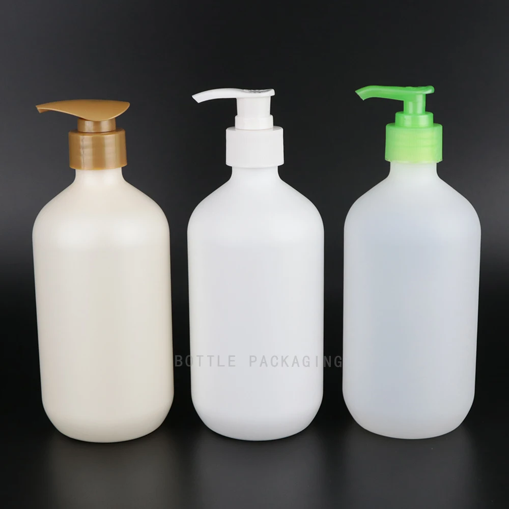 Custom Labels Printing 500ml HDPE Boston White Plastic Pump Empty Shampoo Bottles for Hair Conditioner