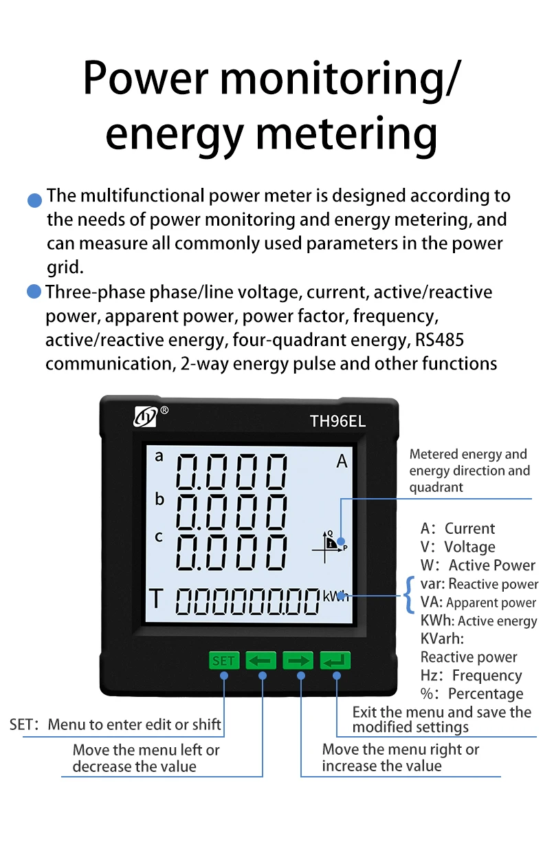 TaiHua Industrial Grade Three-phase Multi-function Meter Active ...