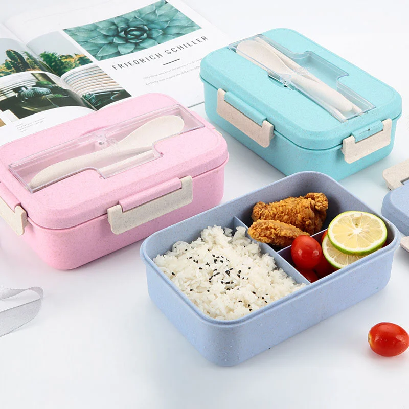 Wheat Straw Lunch Box Set With Utensils - Personalization