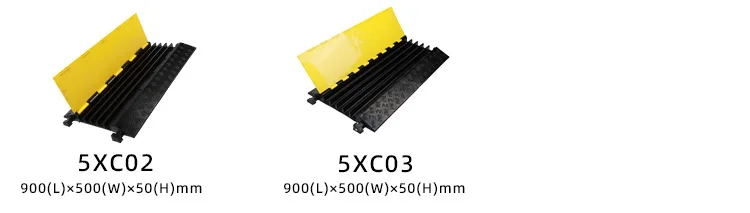 Easy Placement and Removal 900*500*50mm 5 Channel Roadway Rubber Floor Cable Protector With PVC Yellow Lid manufacture