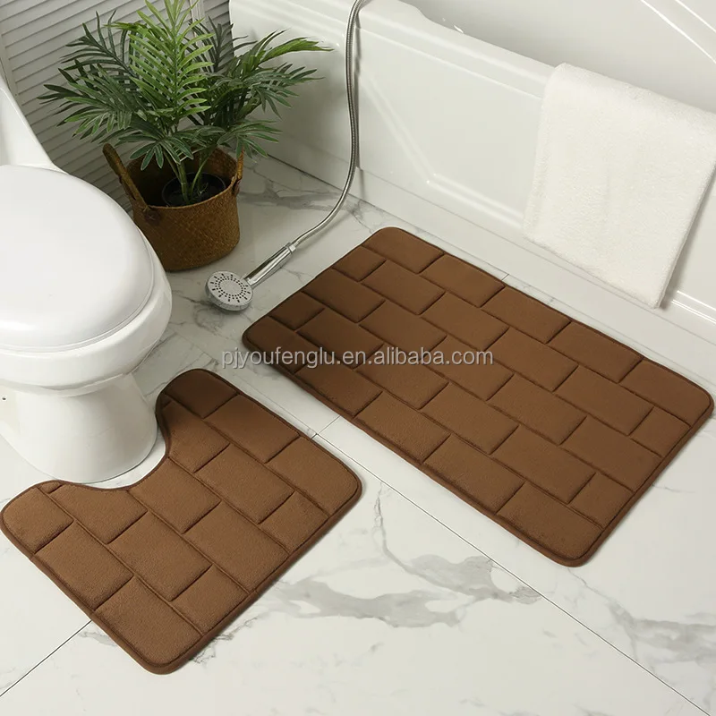 Bath Mat Set 2 Pieces Bath Rug Sets Toilet Floor Anti-Slip Bathroom Mat