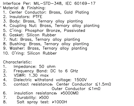 product hot selling good efficiency 50 ohm tnc male clamp for mp ultraflex 7 cable-7