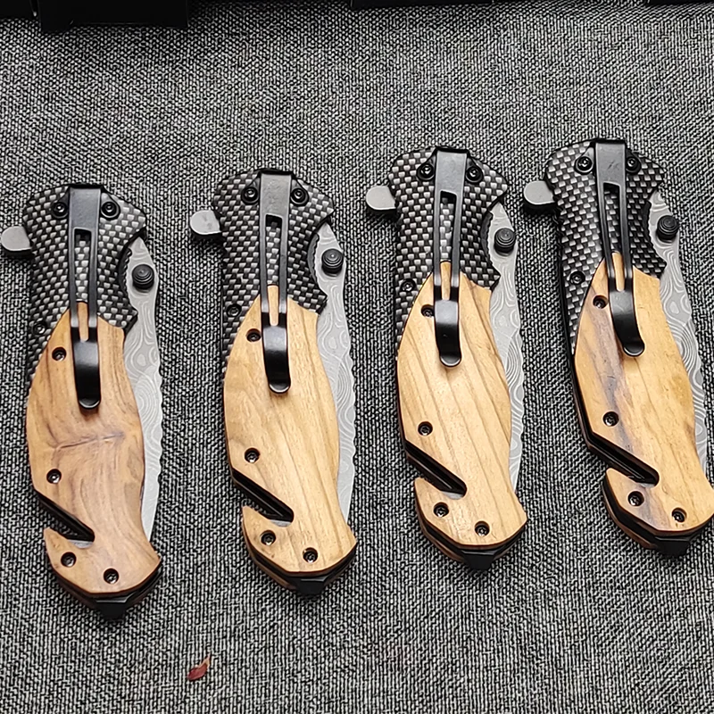 X50 Stainless Steel Camping Survival Hunting Olive Wood Handle Edc