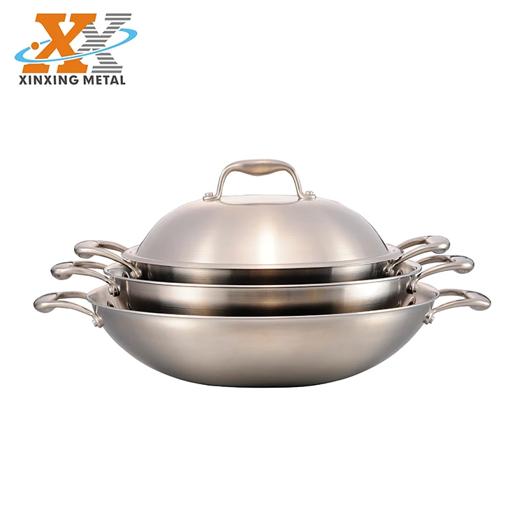 Nouveaux Produits Ensemble de Wok de Cuisine Poêle à Induction Wok en Acier Inoxydable Wok Chinois