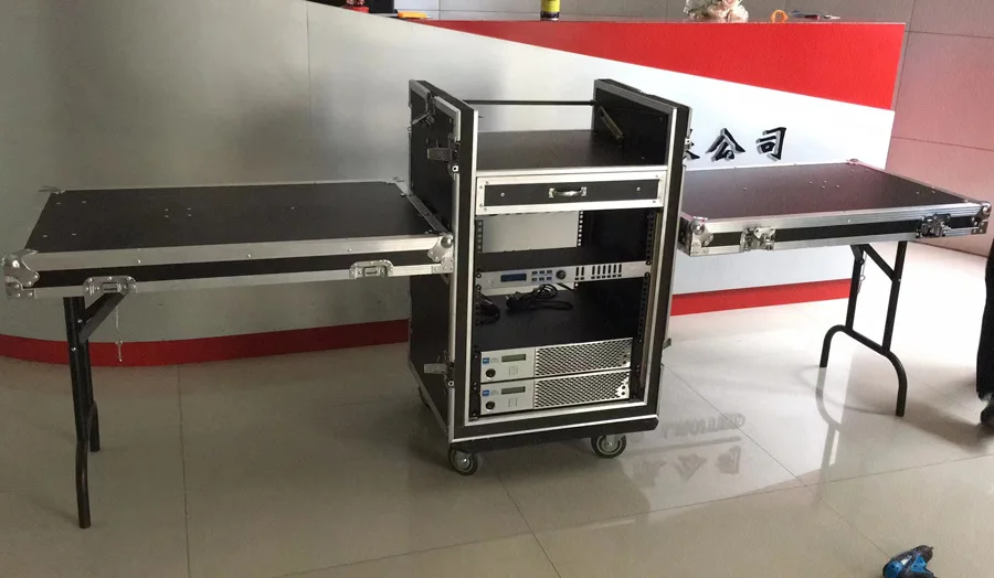 16U Audio System Rack Case with Flight Case Drawer - Kotak Terbang