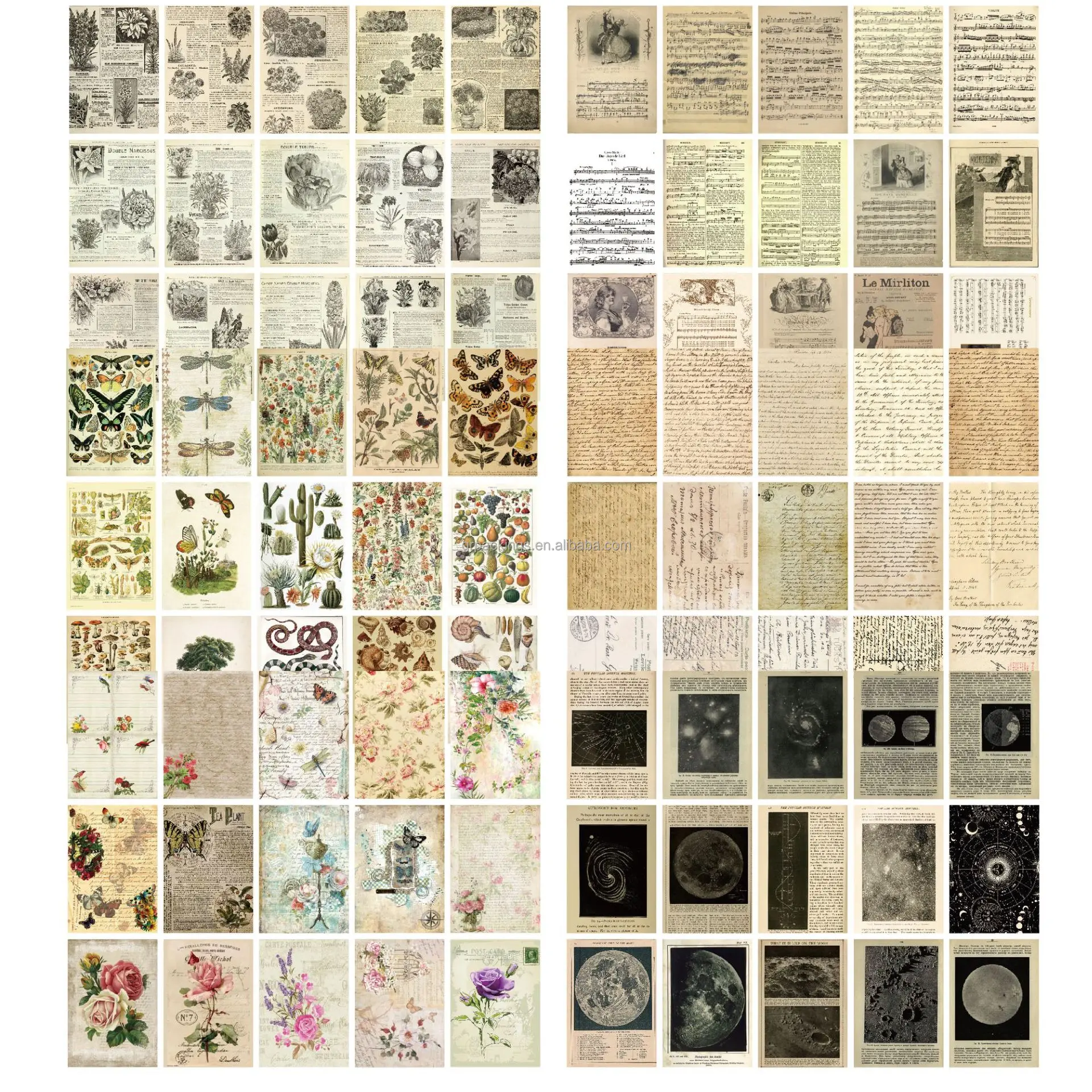 160 Fogli Di Carta Vintage Per Scrapbooking E Diario - Kit Estetico Con Stampe Floreali E Rustiche Per Collage, Junk Journal E Planner - Cottagecore - 2