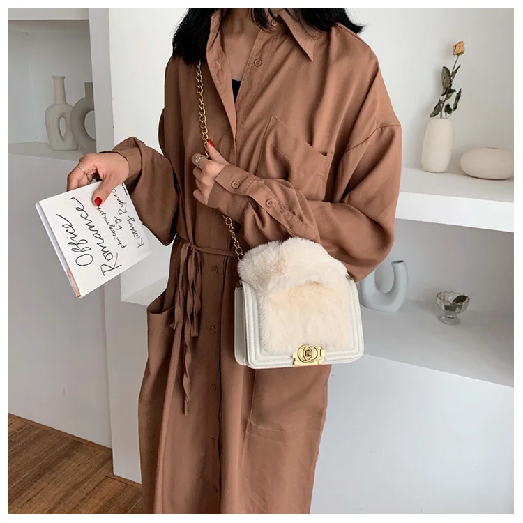 New Hot Sale Fall Winter Ladies PU Leather And Fur Handbags Cute Fluffy  Fashionable Rabbit Fur Shoulder Bags Wholesale For Women - Buy New Hot Sale  Fall Winter Ladies PU Leather And