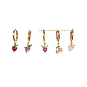 Gold Plated Hoop Women's Earrings Fashion Cute Fruits Earrings Cheap Fruits Earring Gold Plated